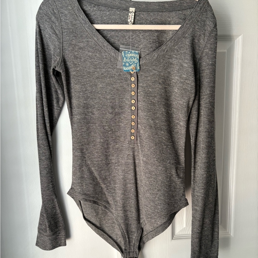 Gray Long Sleeve Henley Top